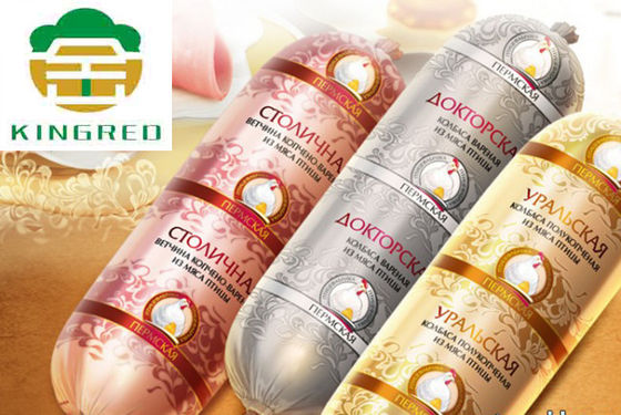 Kingred Sausage Casings Geel Kleur Geprinte Kunstmatige Sausage Huid Stoomgekookt
