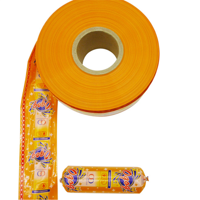 Voorbeeld Gratis Groothandel Makkelijk af te schillen 90 mM Oranje Flexografie Print Plastic Sausage Casing
