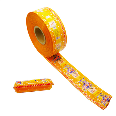 Voorbeeld Gratis Groothandel Makkelijk af te schillen 90 mM Oranje Flexografie Print Plastic Sausage Casing