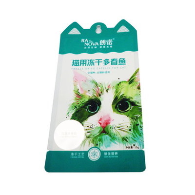 Kattenvoedsel Vriesgedroogde snacks Verpakkingszakken Plastic stand-up sealer zakken Vochtbestendige verpakking