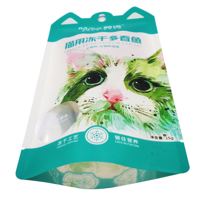 Kattenvoedsel Vriesgedroogde snacks Verpakkingszakken Plastic stand-up sealer zakken Vochtbestendige verpakking