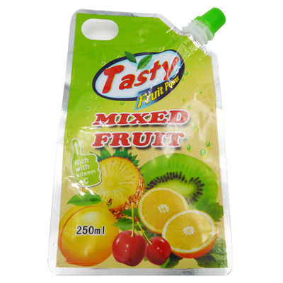 Voedingsmiddelen op maat gemaakt LOGO Printing Stand Up Pouch Bags met zuigstuk voor sappen